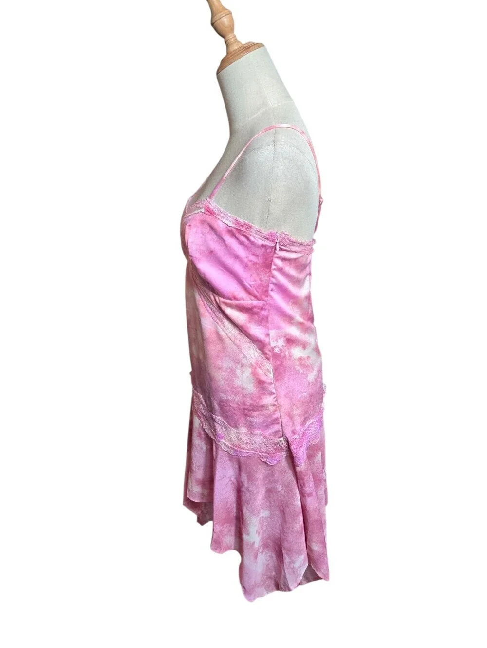 wild fable Pink Tie-Dye Festival Lace-Trim Slip Mini Dress NWT